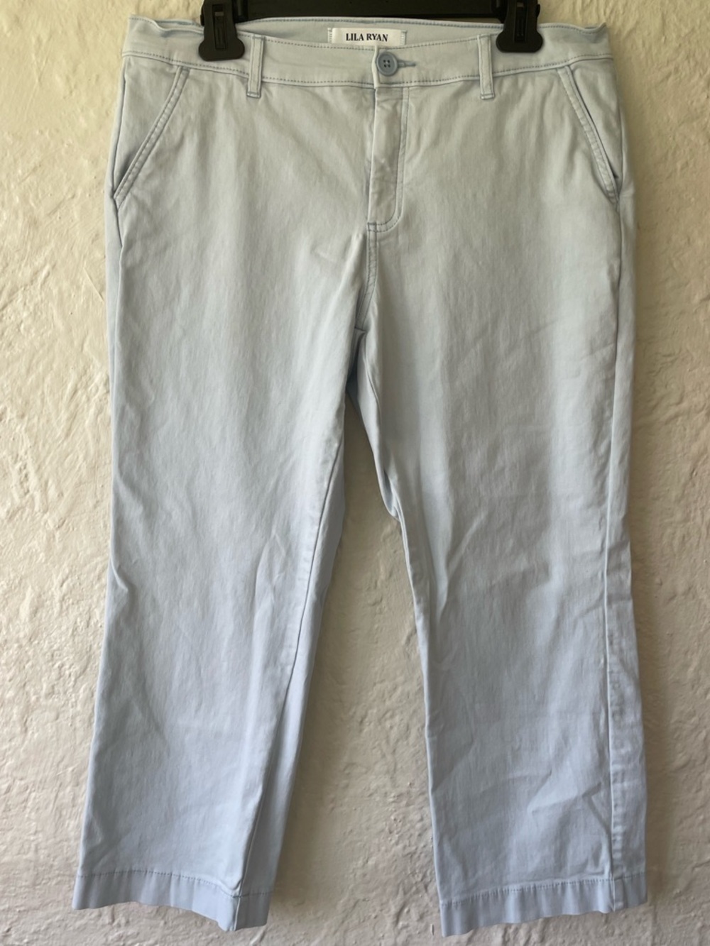 Lila Ryan light blue/gray ankle length chino style straight leg pants; size 12P